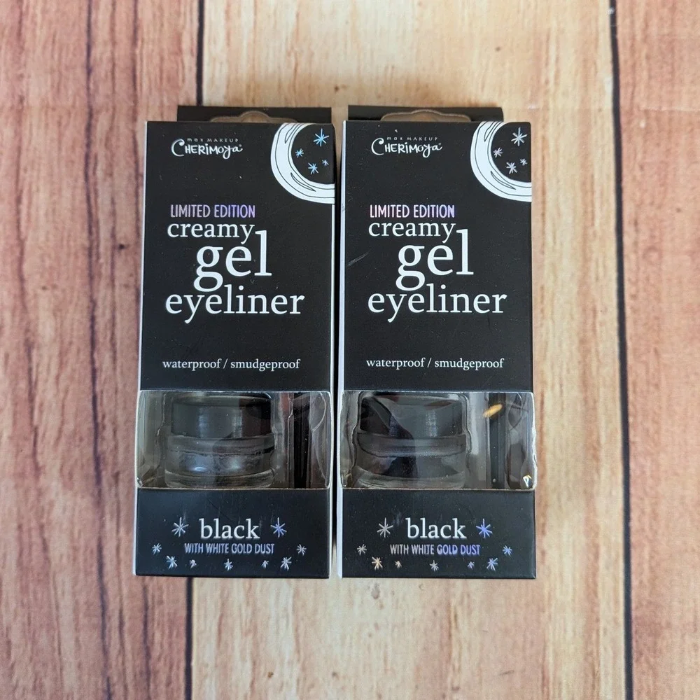 2 PK Max Makeup Cherimoya Limited Edition Creamy Gel Eyeliner Black Gold Dust